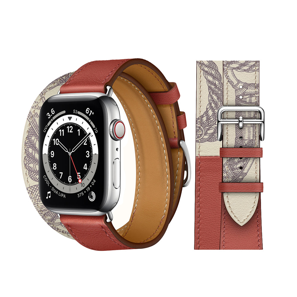 Genuine Leather Bands For Apple Watch 6/SE/5/4/3/2/1 Double Tour Replacement