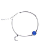 Rhodium Plated Cubic Ziron Stylish Bracelet Blue