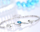 Rhodium Plated Cubic Ziron Stylish Bracelet Blue