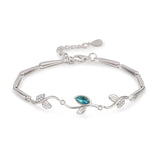 Rhodium Plated Cubic Ziron Stylish Bracelet Blue