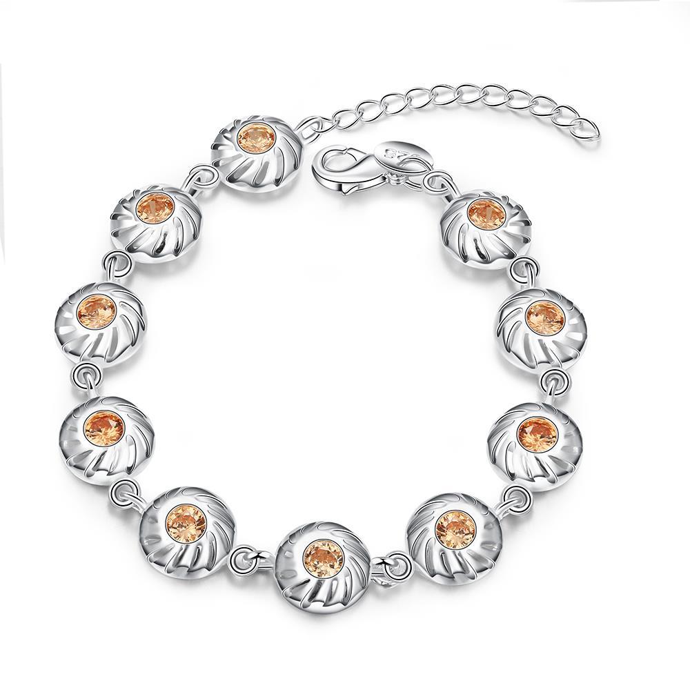 Rhodium Plated Cubic Ziron Stylish Bracelet Orange - Perfii in Saudi Kuwait