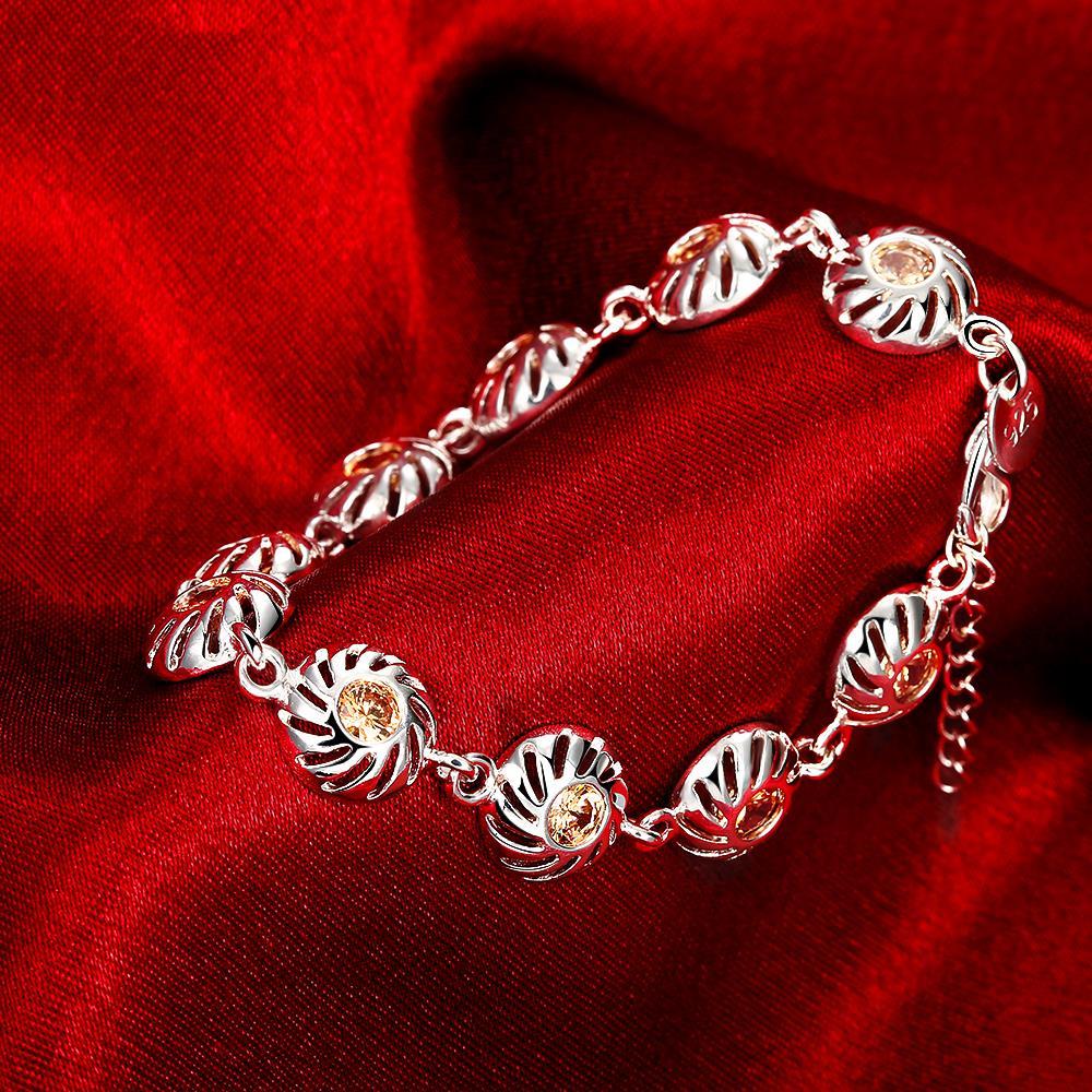 Rhodium Plated Cubic Ziron Stylish Bracelet Orange - Perfii in Saudi Kuwait