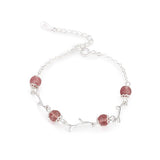 Rhodium Plated Cubic Ziron Stylish Bracelet Pink