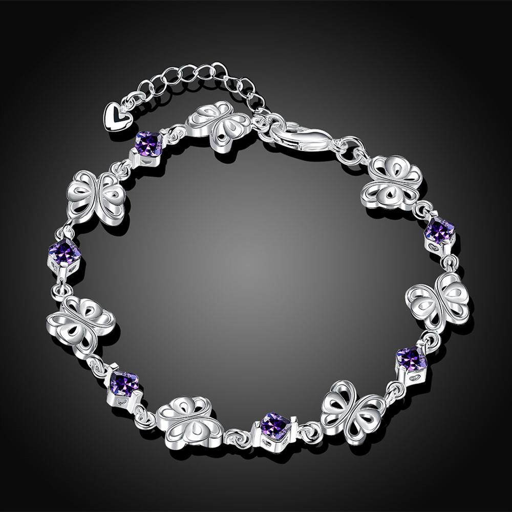 Rhodium Plated Cubic Ziron Stylish Bracelet Purple - Perfii in Saudi Kuwait