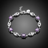 Rhodium Plated Cubic Ziron Stylish Bracelet Purple