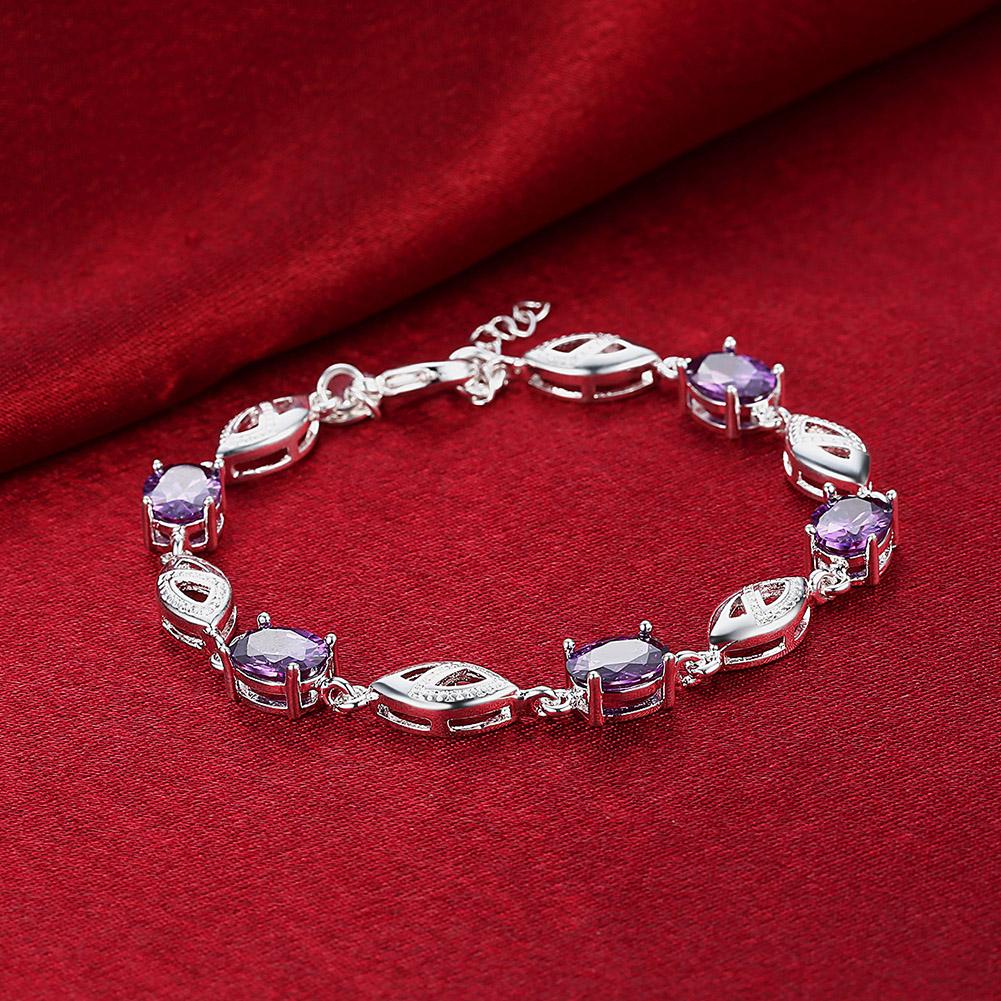 Rhodium Plated Cubic Ziron Stylish Bracelet Purple - Perfii in Saudi Kuwait