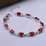 Rhodium Plated Cubic Ziron Stylish Bracelet Red