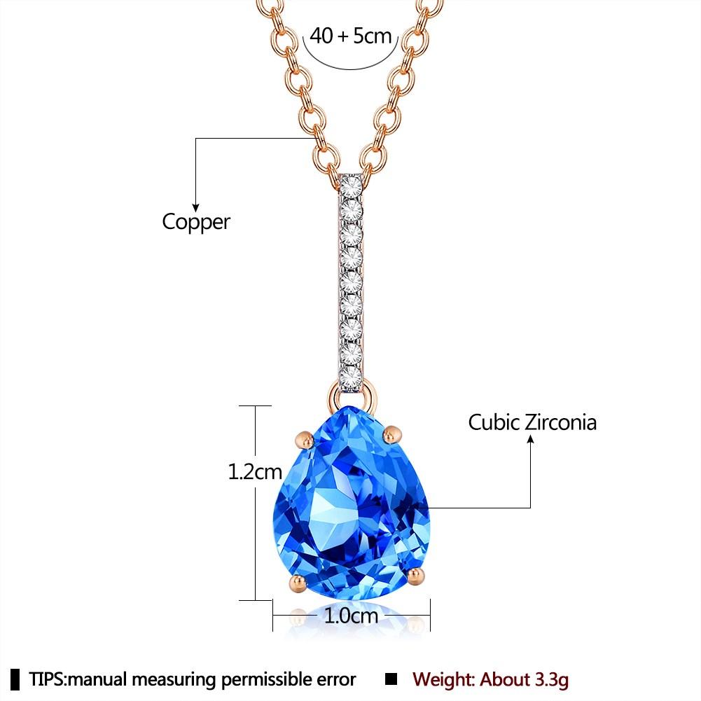 Rhodium Plated Ziron Studded Pendant Necklace Blue - Perfii in Saudi Kuwait