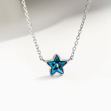 Load image into Gallery viewer, Rhodium Plated Ziron Studded Pendant Necklace Blue - Perfii in Saudi Kuwait