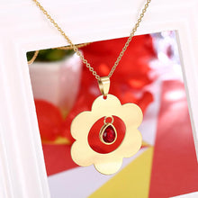 Load image into Gallery viewer, Rhodium Plated Ziron Studded Pendant Necklace Gold - Perfii in Saudi Kuwait