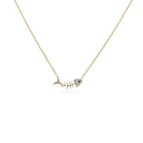 Rhodium Plated Ziron Studded Pendant Necklace Gold