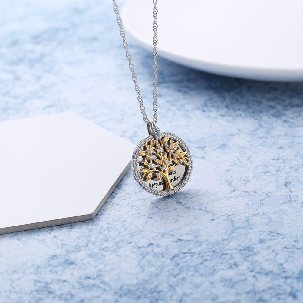 Rhodium Plated Ziron Studded Pendant Necklace Gold - Perfii in Saudi Kuwait