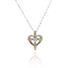 Load image into Gallery viewer, Rhodium Plated Ziron Studded Pendant Necklace Gold - Perfii in Saudi Kuwait