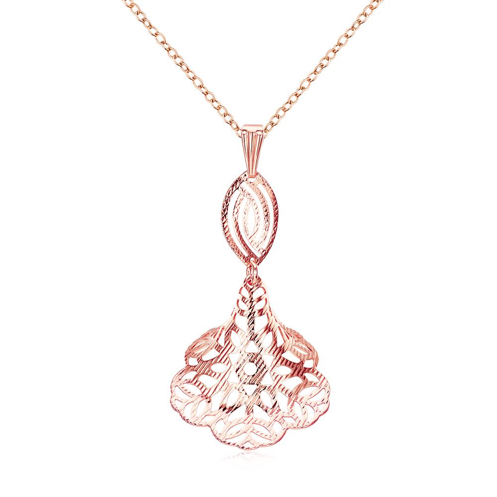 Rhodium Plated Ziron Studded Pendant Necklace Rose Gold - Perfii in Saudi Kuwait