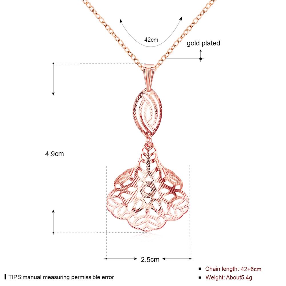 Rhodium Plated Ziron Studded Pendant Necklace Rose Gold - Perfii in Saudi Kuwait