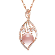 Load image into Gallery viewer, Rhodium Plated Ziron Studded Pendant Necklace Rose Gold - Perfii in Saudi Kuwait