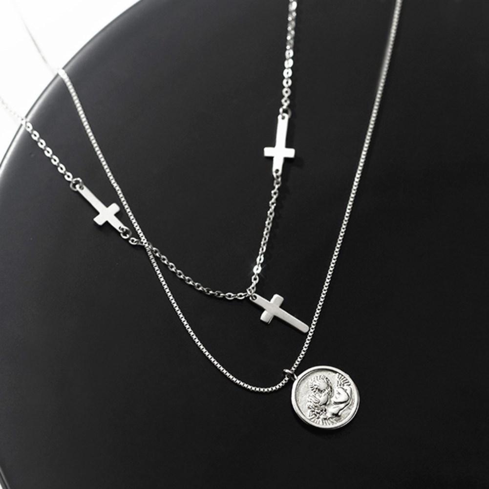 Rhodium Plated Ziron Studded Pendant Necklace Silver - Perfii in Saudi Kuwait