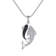 Load image into Gallery viewer, Rhodium Plated Ziron Studded Pendant Necklace Silver - Perfii in Saudi Kuwait