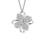 Rhodium Plated Ziron Studded Pendant Necklace Silver