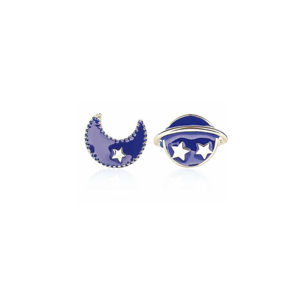 Rhodium Plated Ziron Stylish Earrings Blue - Perfii in Saudi Kuwait