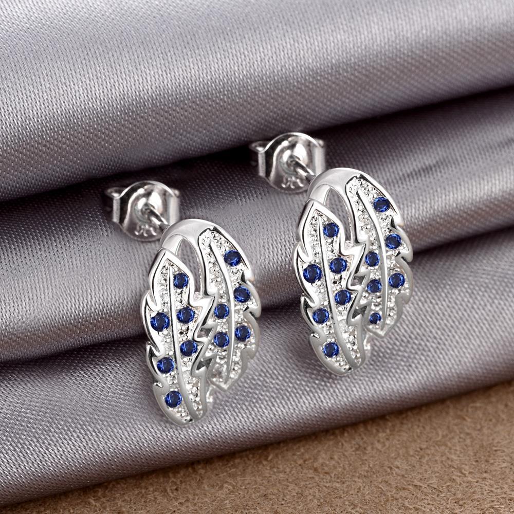 Rhodium Plated Ziron Stylish Earrings Blue - Perfii in Saudi Kuwait