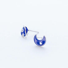 Load image into Gallery viewer, Rhodium Plated Ziron Stylish Earrings Blue - Perfii in Saudi Kuwait
