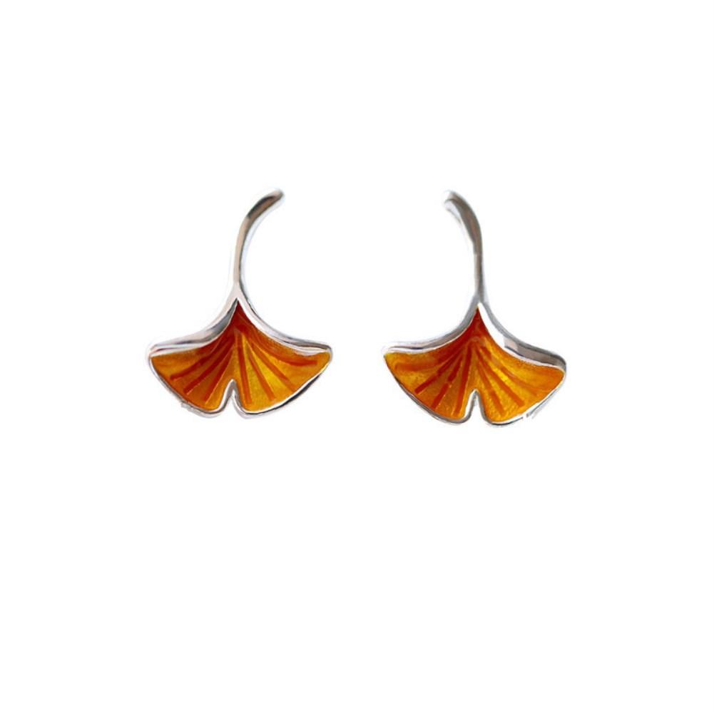 Rhodium Plated Ziron Stylish Earrings Orange - Perfii in Saudi Kuwait