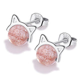 Rhodium Plated Ziron Stylish Earrings Pink