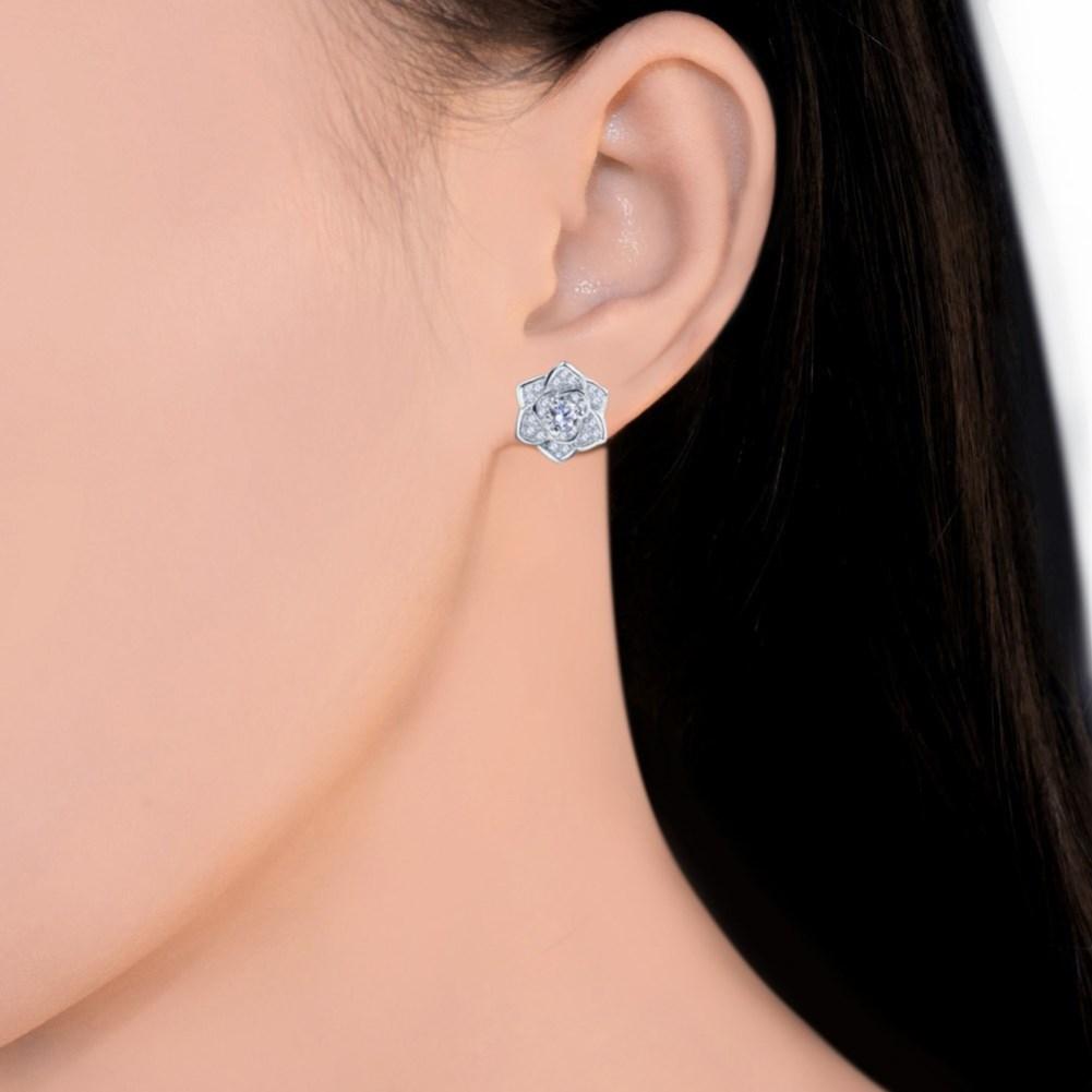 Rhodium Plated Ziron Stylish Earrings Silver - Perfii in Saudi Kuwait