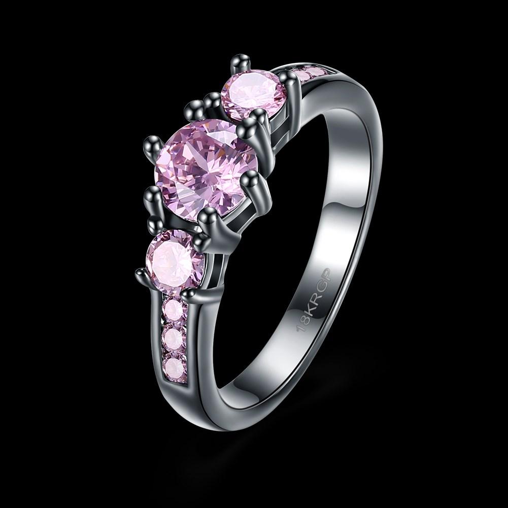 Rhodium Plated Ziron Stylish Ring Size 6 Pink - Perfii in Saudi Kuwait