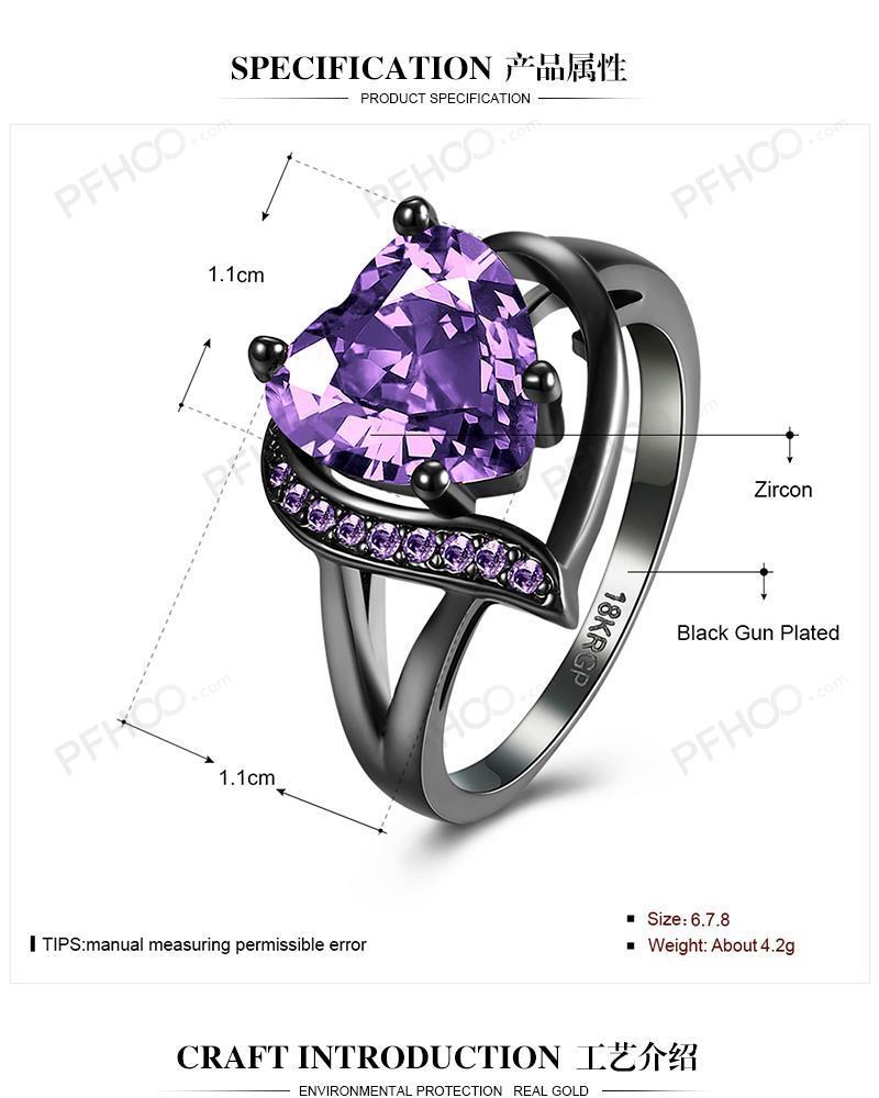 Rhodium Plated Ziron Stylish Ring Size 6 Purple - Perfii in Saudi Kuwait