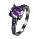 Rhodium Plated Ziron Stylish Ring Size 8 Purple