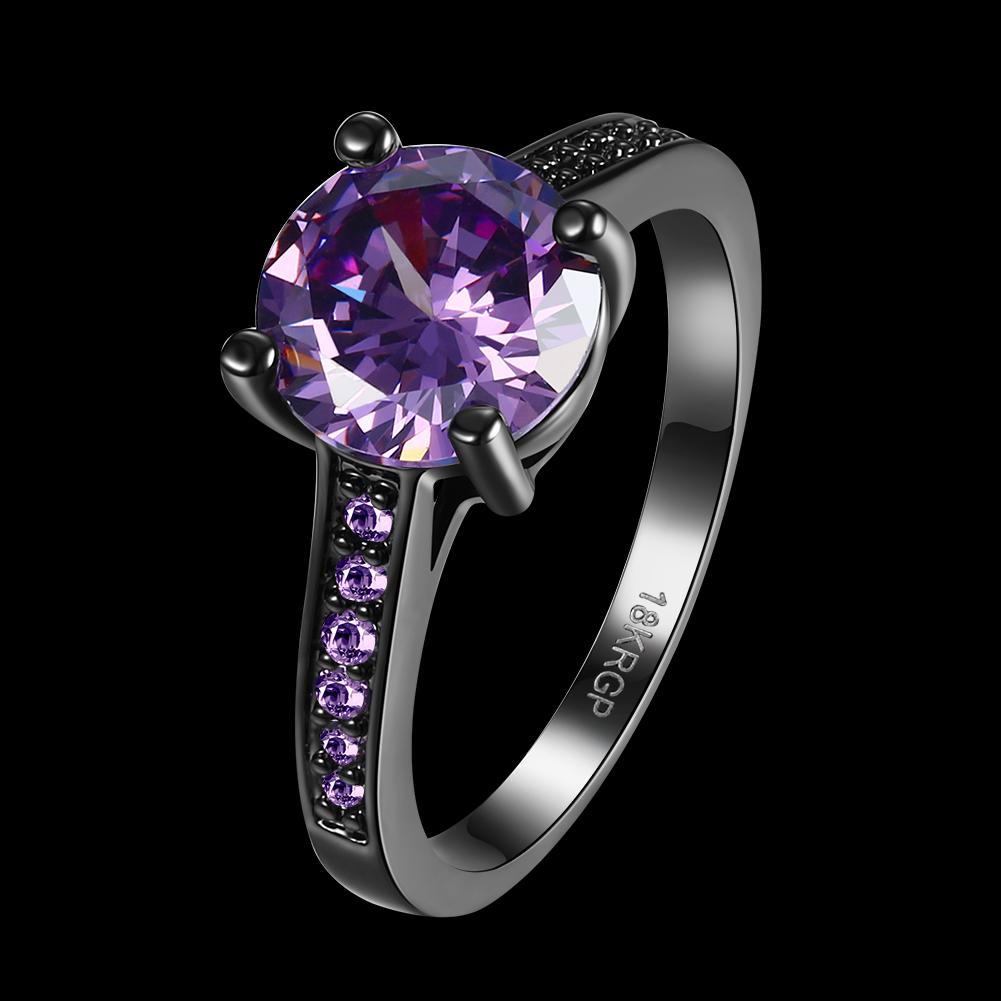 Rhodium Plated Ziron Stylish Ring Size 6 Purple - Perfii in Saudi Kuwait