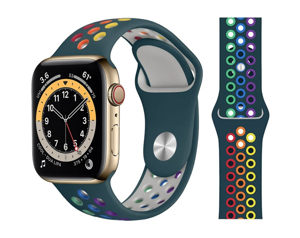 Sports Silicone Bands For Apple Watch 6/SE/5/4/3/2/1 Vibrant Strap Replacement - Perfii in Saudi Kuwait
